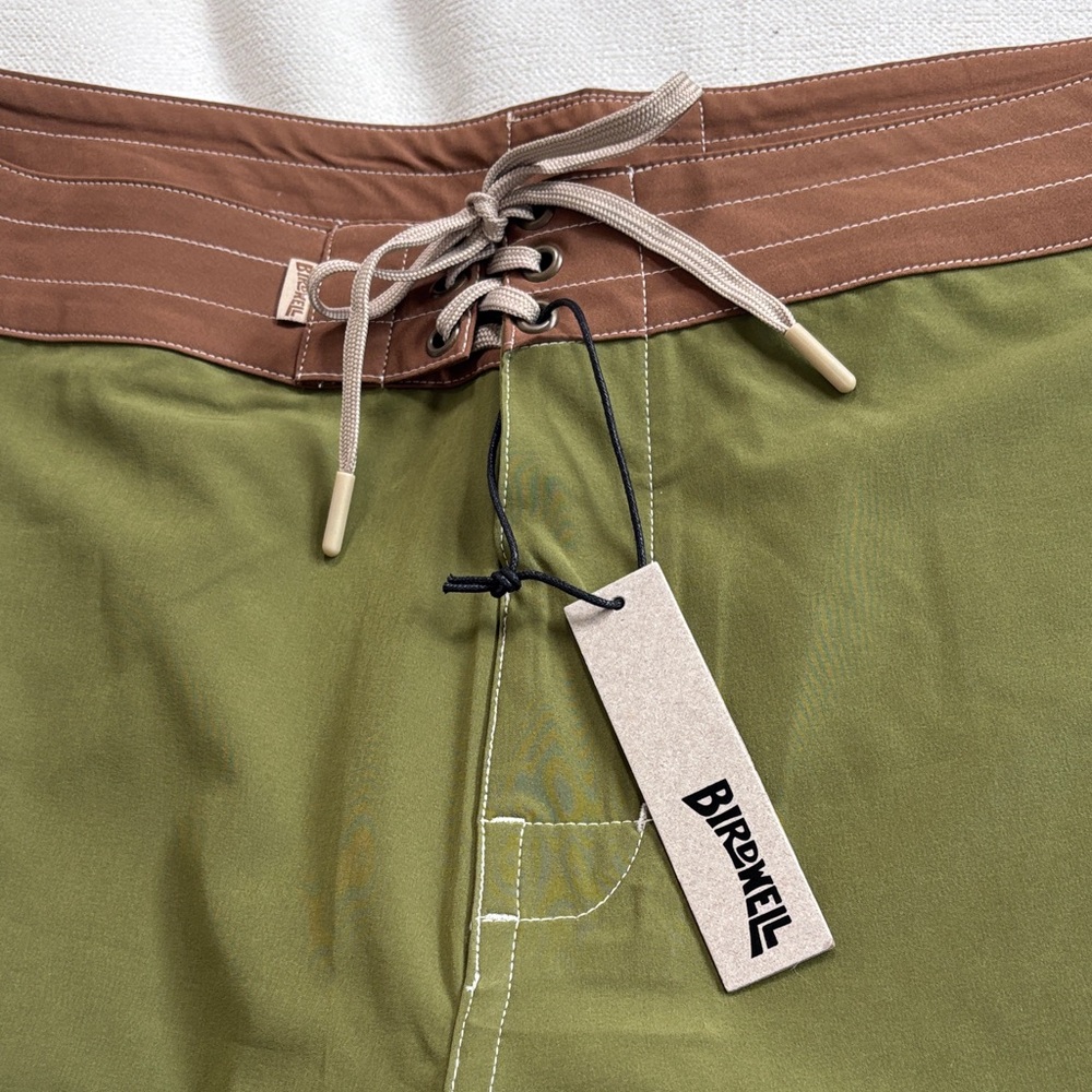 Birdwell Olive and Sky Blue Board Shorts - Picture 2 of 9